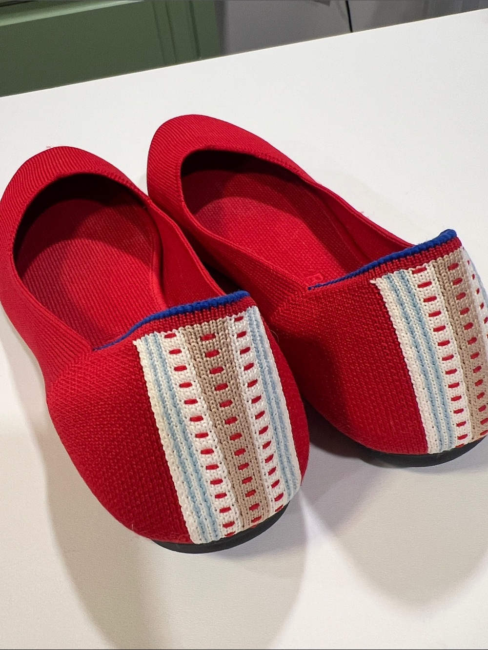 Rothy’s - The Square Flat Square Toe Ballet Shoe, Cardinal Red 9 - Picture 3 of 7